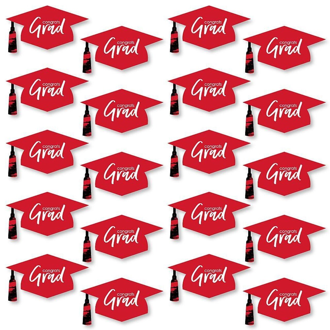 Big Dot of Happiness Red Graduation Hat Decorations - DIY Large Party Essentials - 20 Count